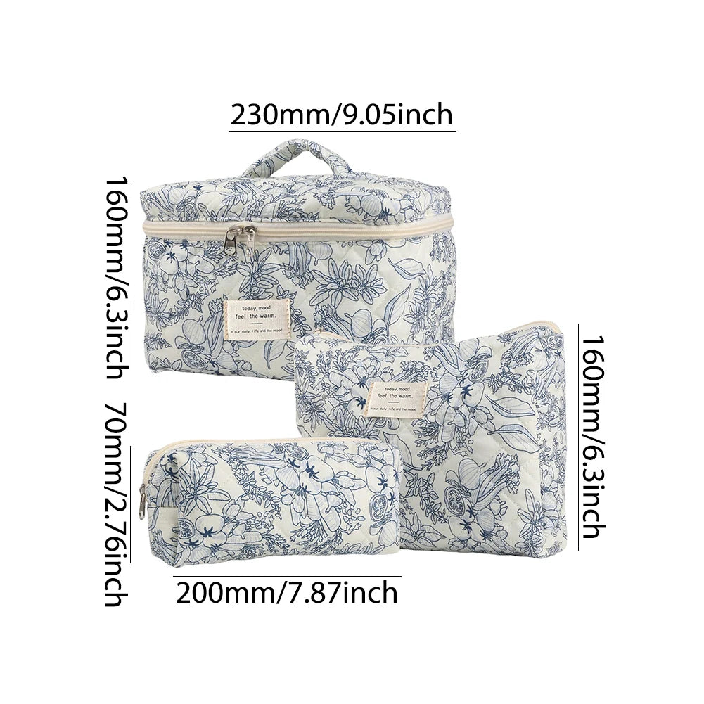 Coquette Floral Serenity Makeup Bag Trio