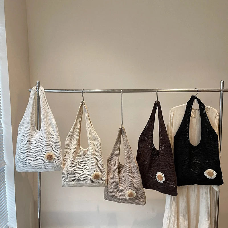 Coquette Crochet Flower Tote Bag