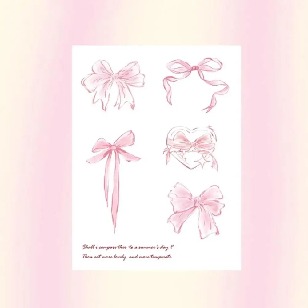Coquette Pink Bow Temporary Tattoo Sweet Dreamy Waterproof Body Sticker
