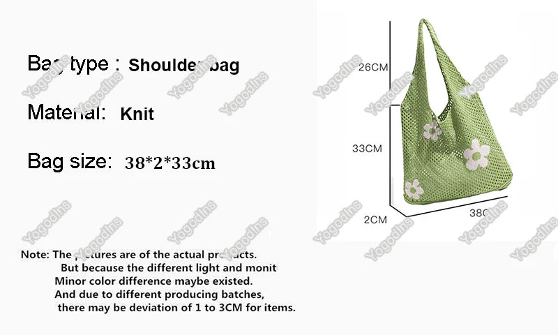 Sweet Flower Knitted Tote Bag