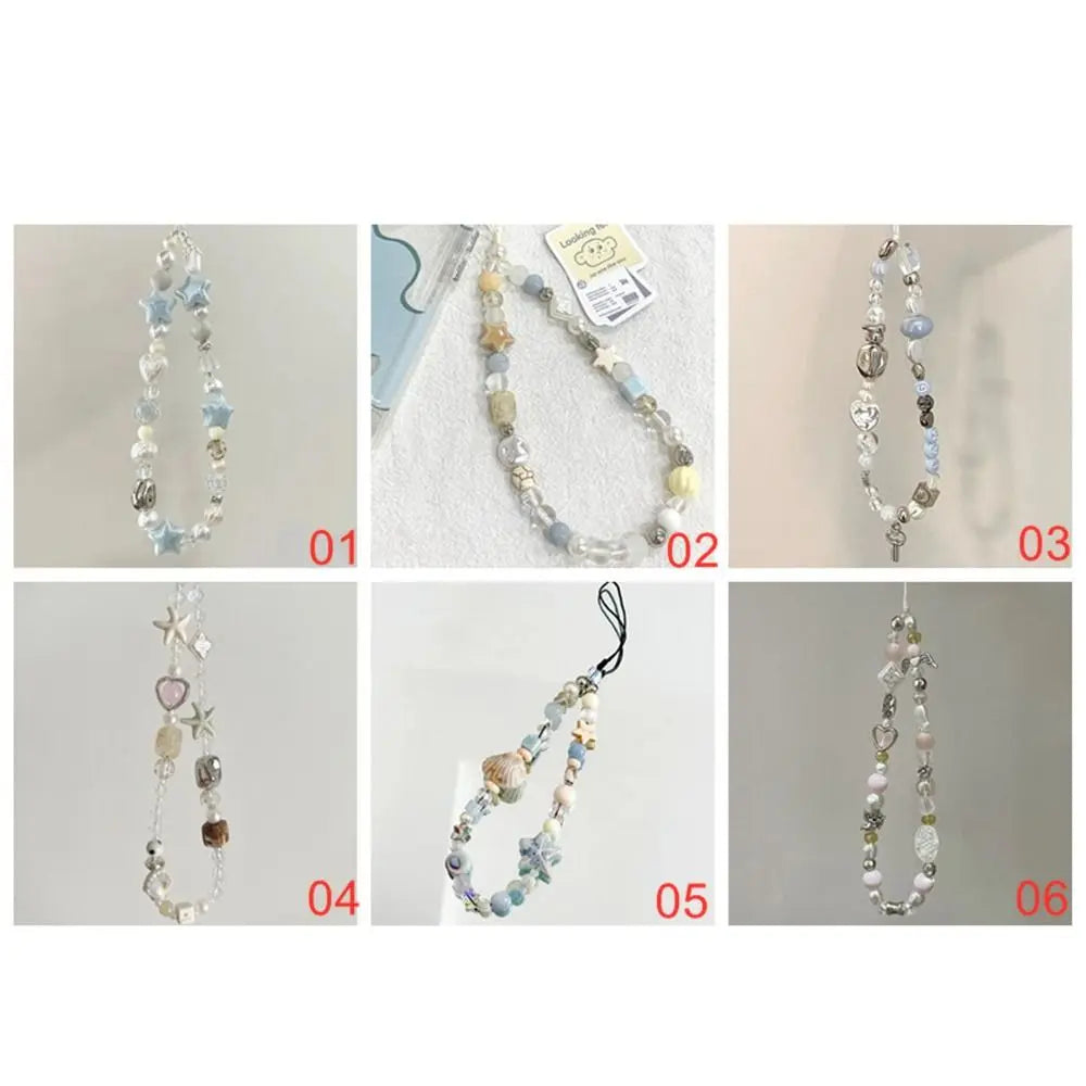 Ocean Blue Handmade Beaded Phone Charm