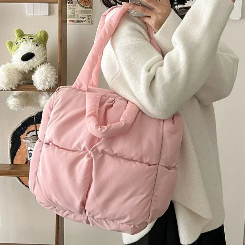 Women’s Retro Quilted Shoulder Bag Soft Tote Handbags