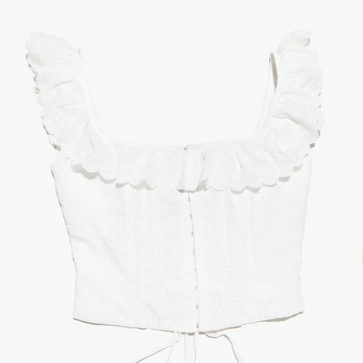 Belle Fleur White Ruffle Corset Crop Top