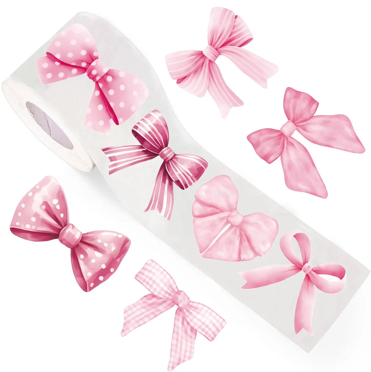 Coquette Pink Bow Seal Stickers Roll(500pcs)