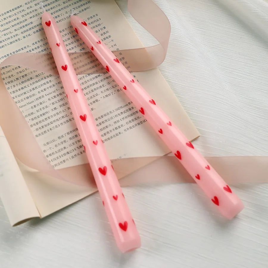 Coquette Hand-Painted Rose Scented Taper Candles (2pcs)
