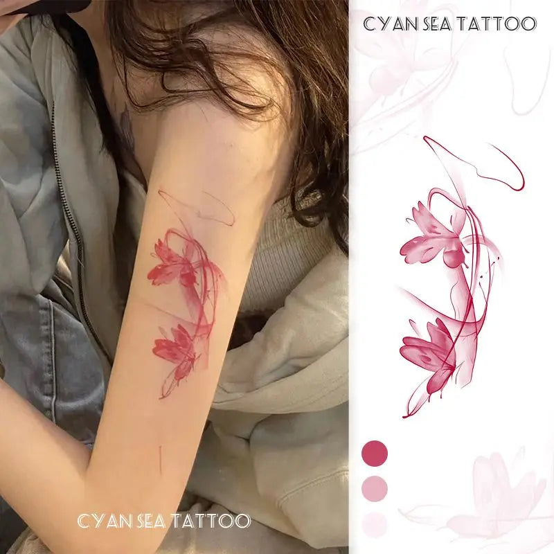 Coquette Romantic Pink Butterfly Temporary Tattoos
