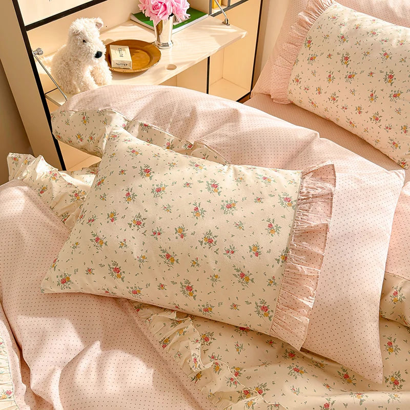 Coquette Floral Cotton Lace Bedding Set