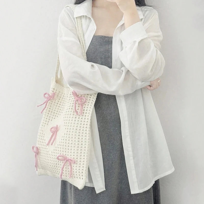 Fashionable Large Capacity Crochet Beach Tote Bag for Women