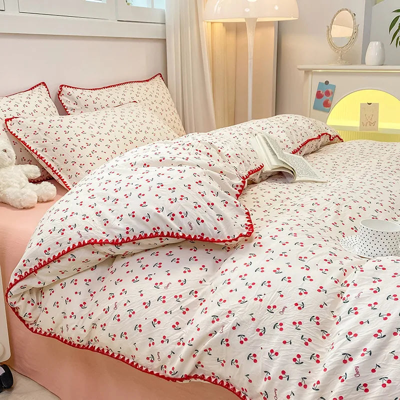 Coquette Charming Cherry Ruffle Bedding Set