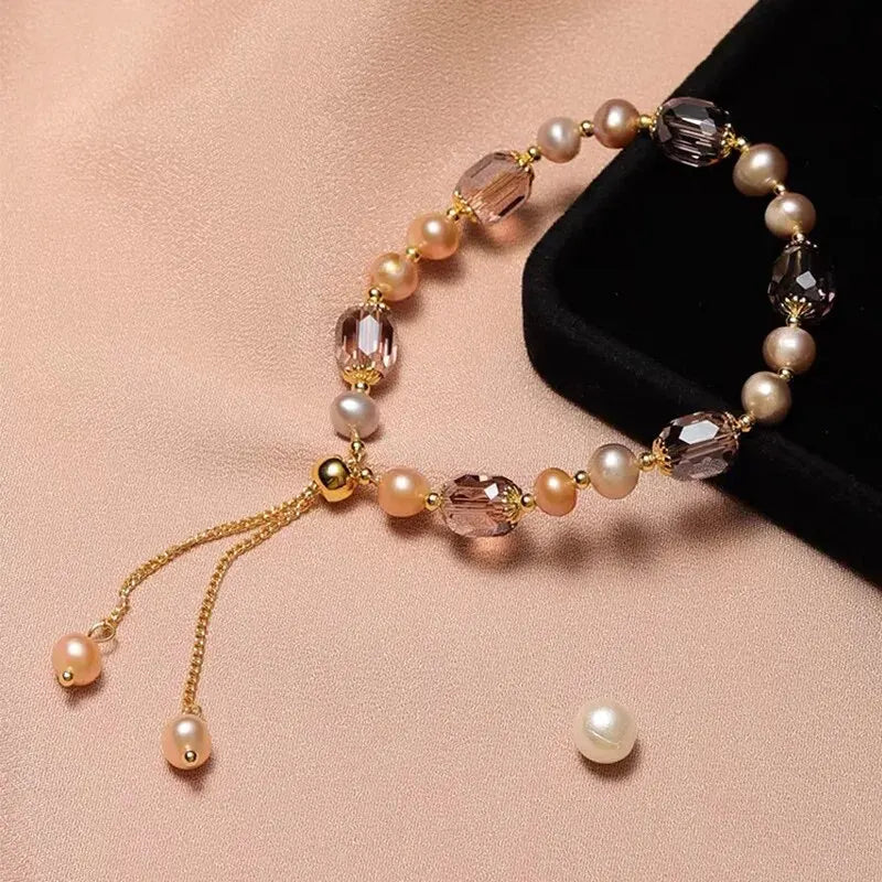 Coquette Elegant Pearl & Crystal Adjustable Bracelet