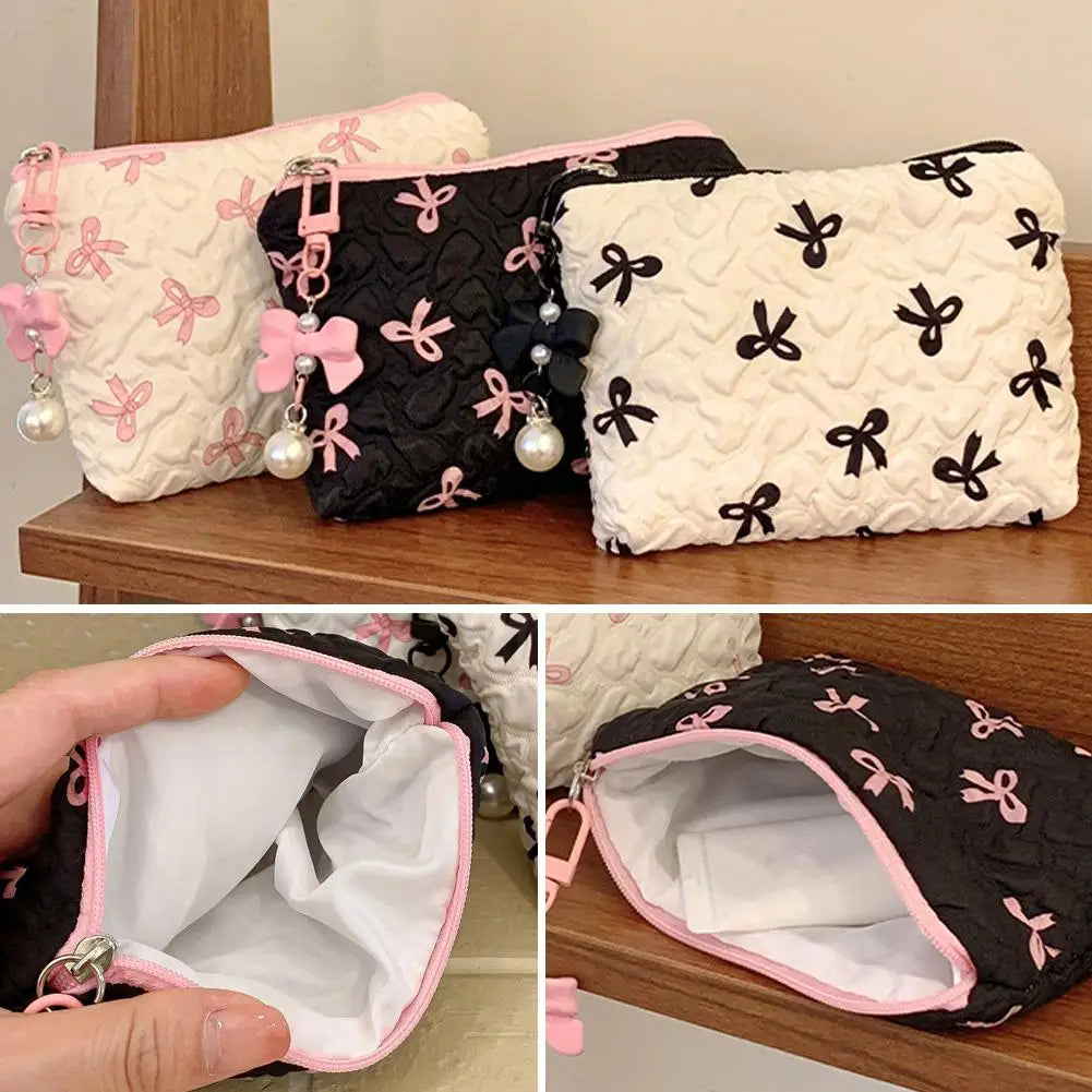 Coquette Darling Bow Design Makeup Bag