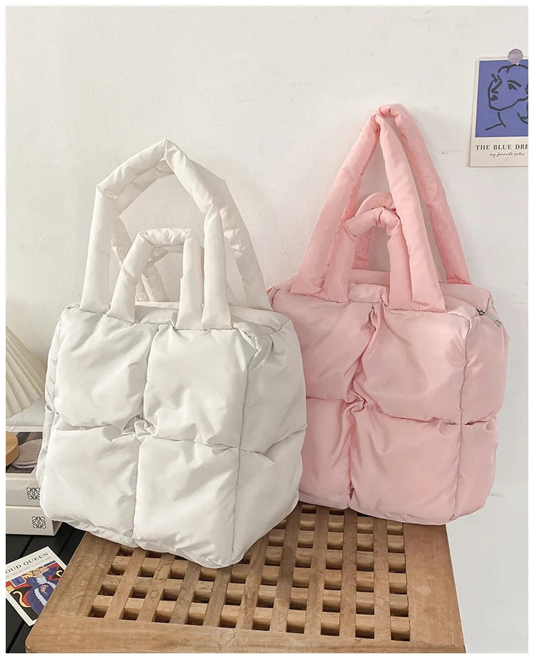 Women’s Retro Quilted Shoulder Bag Soft Tote Handbags