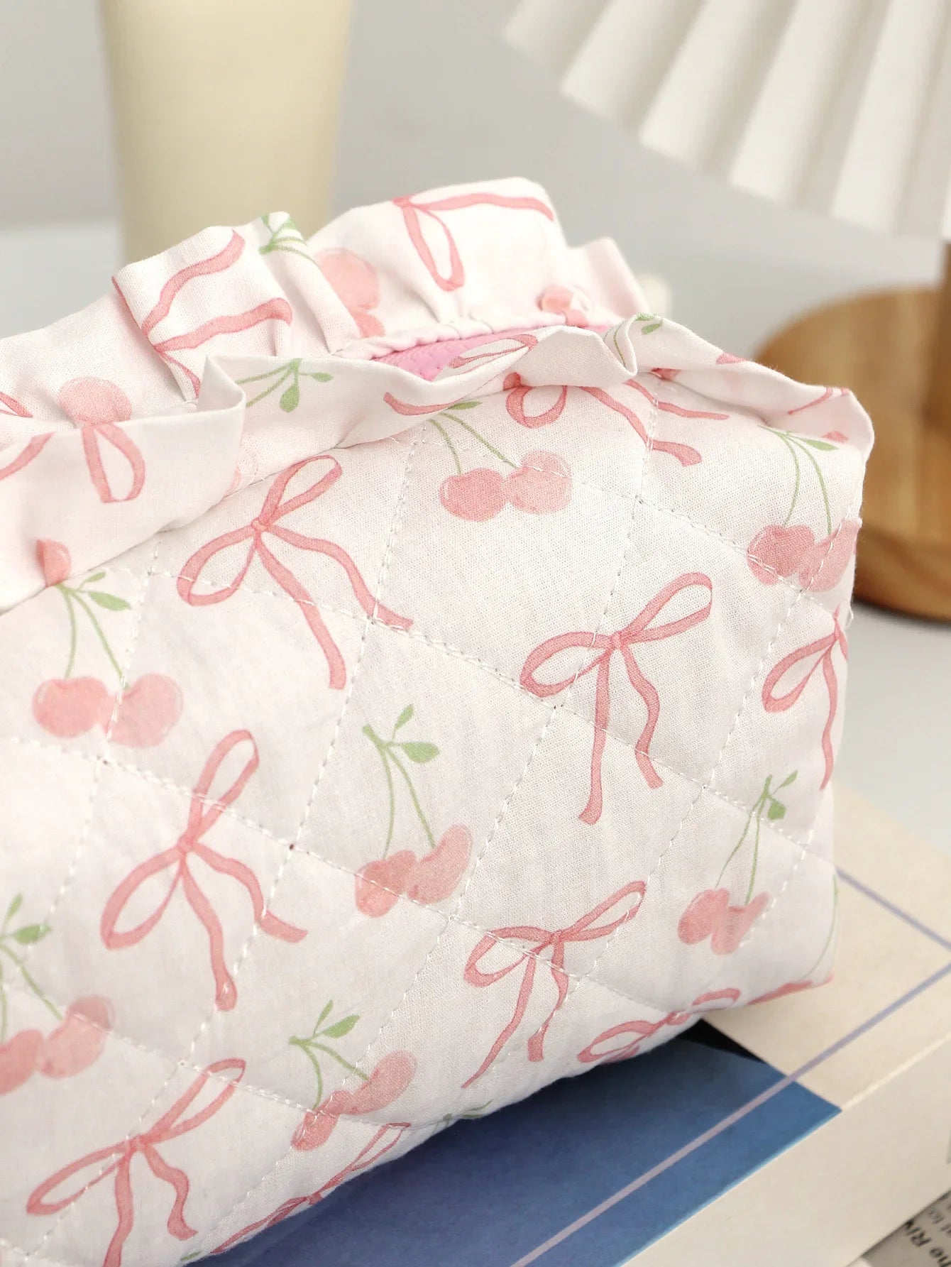 Coquette Floral Quilted Makeup Pouch Set
