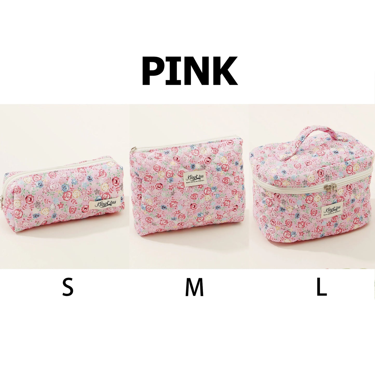 Cute Quilted Cotton Makeup Bag - Portable Zipper Cosmetic Organizer for Women and Girls