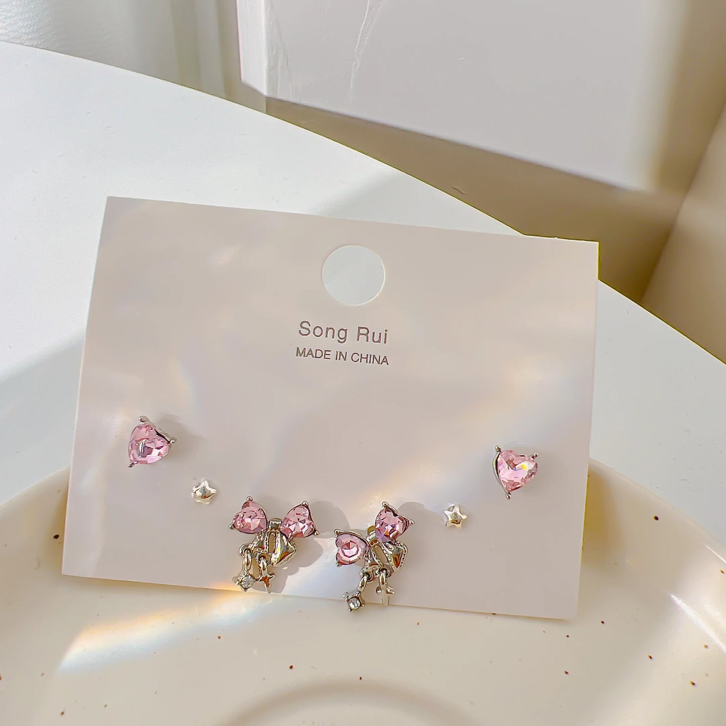Adorable Coquette Pink Heart Earrings