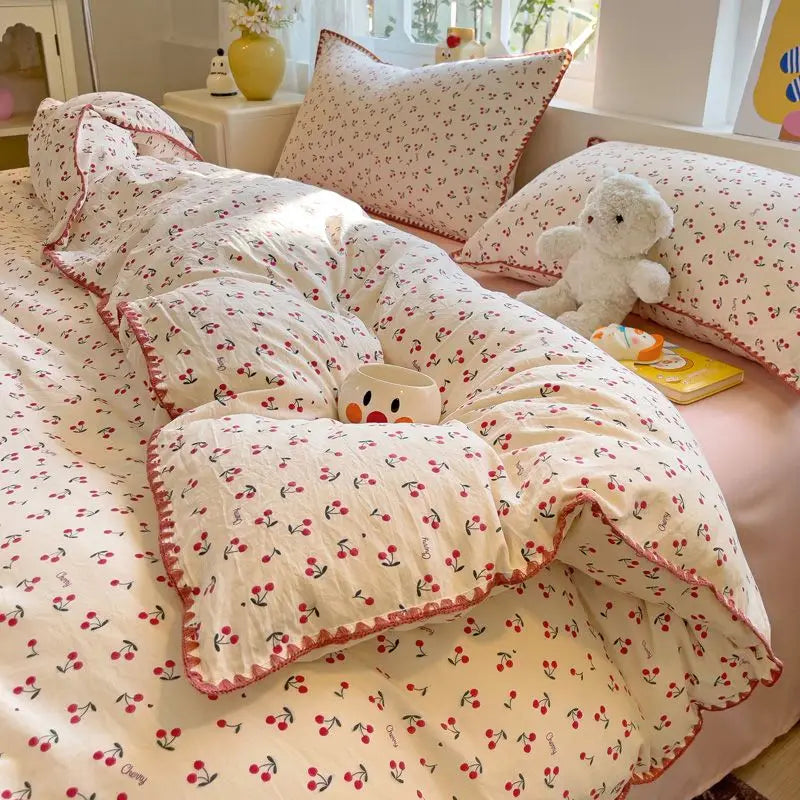 Coquette Charming Cherry Ruffle Bedding Set
