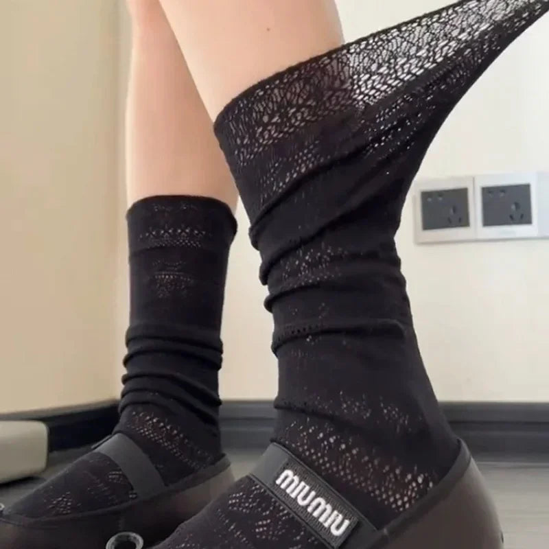 Coquette Lolita Mesh Lace Crew Socks