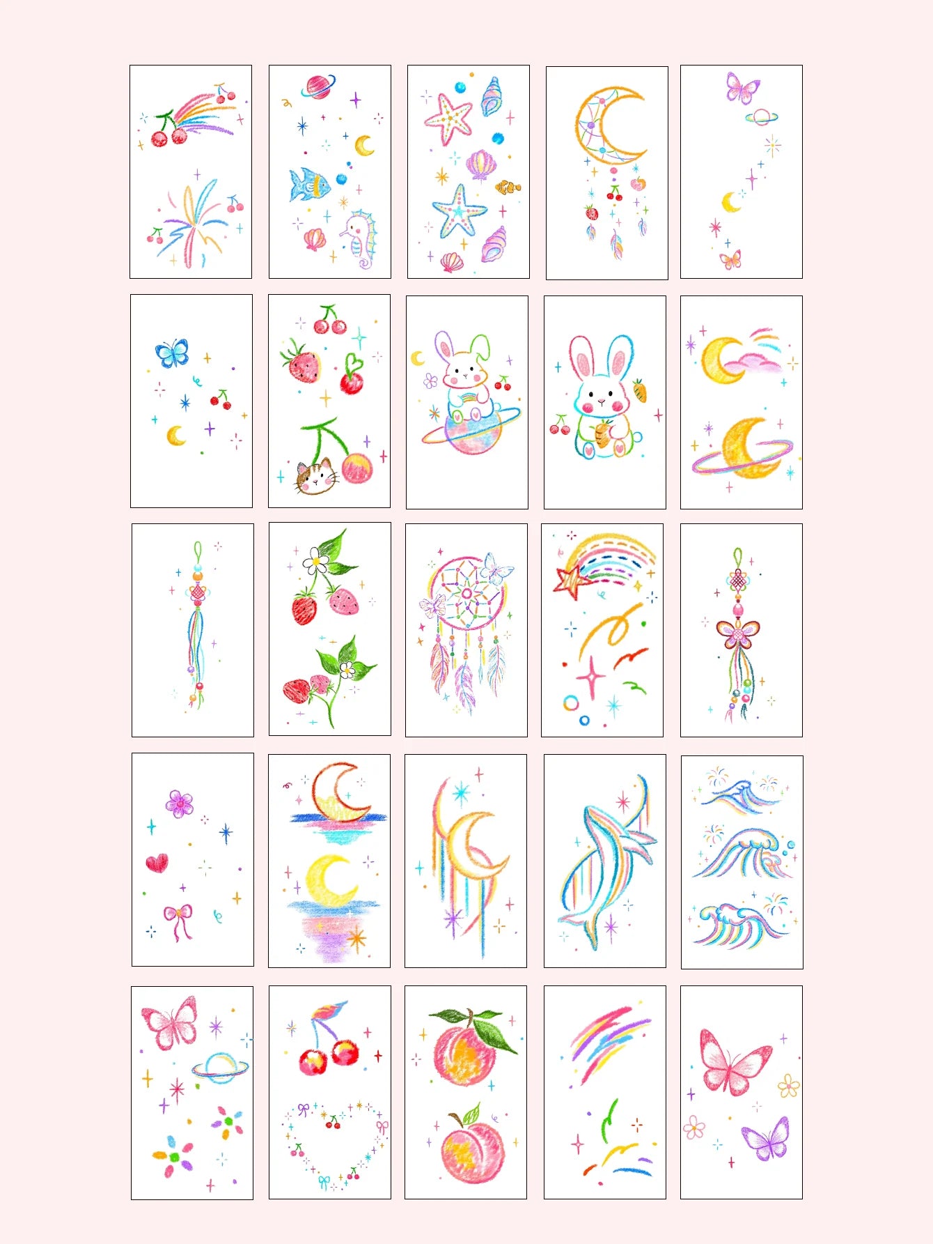 Coquette Moon and Butterfly Tattoo Stickers(30pcs)