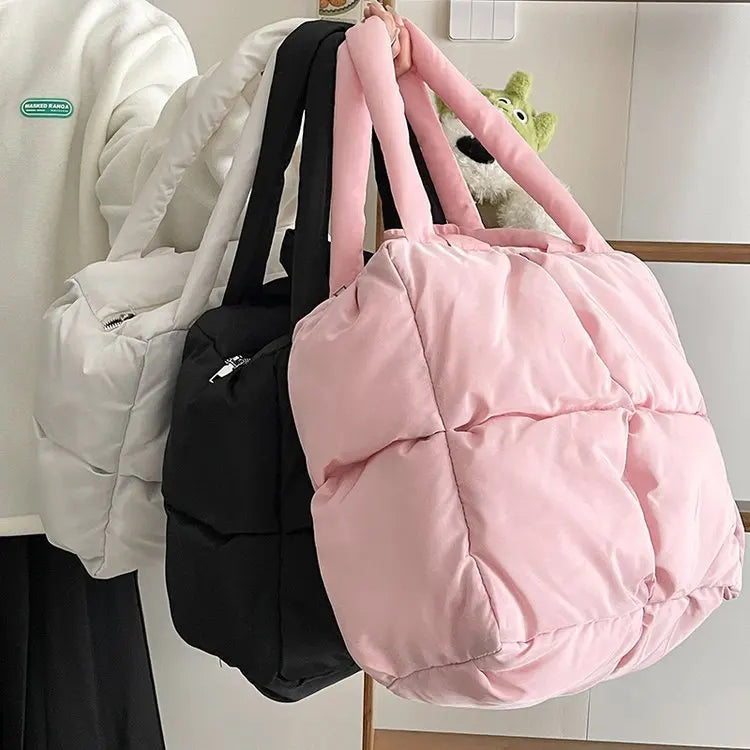 Women’s Retro Quilted Shoulder Bag Soft Tote Handbags