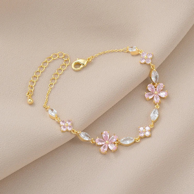 Coquette Luxury Colorful Zircon Flower Bracelet