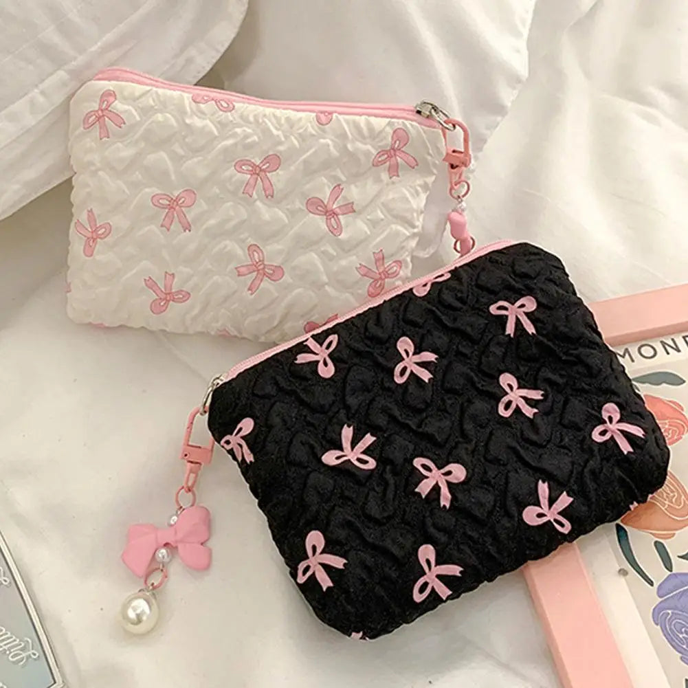 Coquette Darling Bow Design Makeup Bag