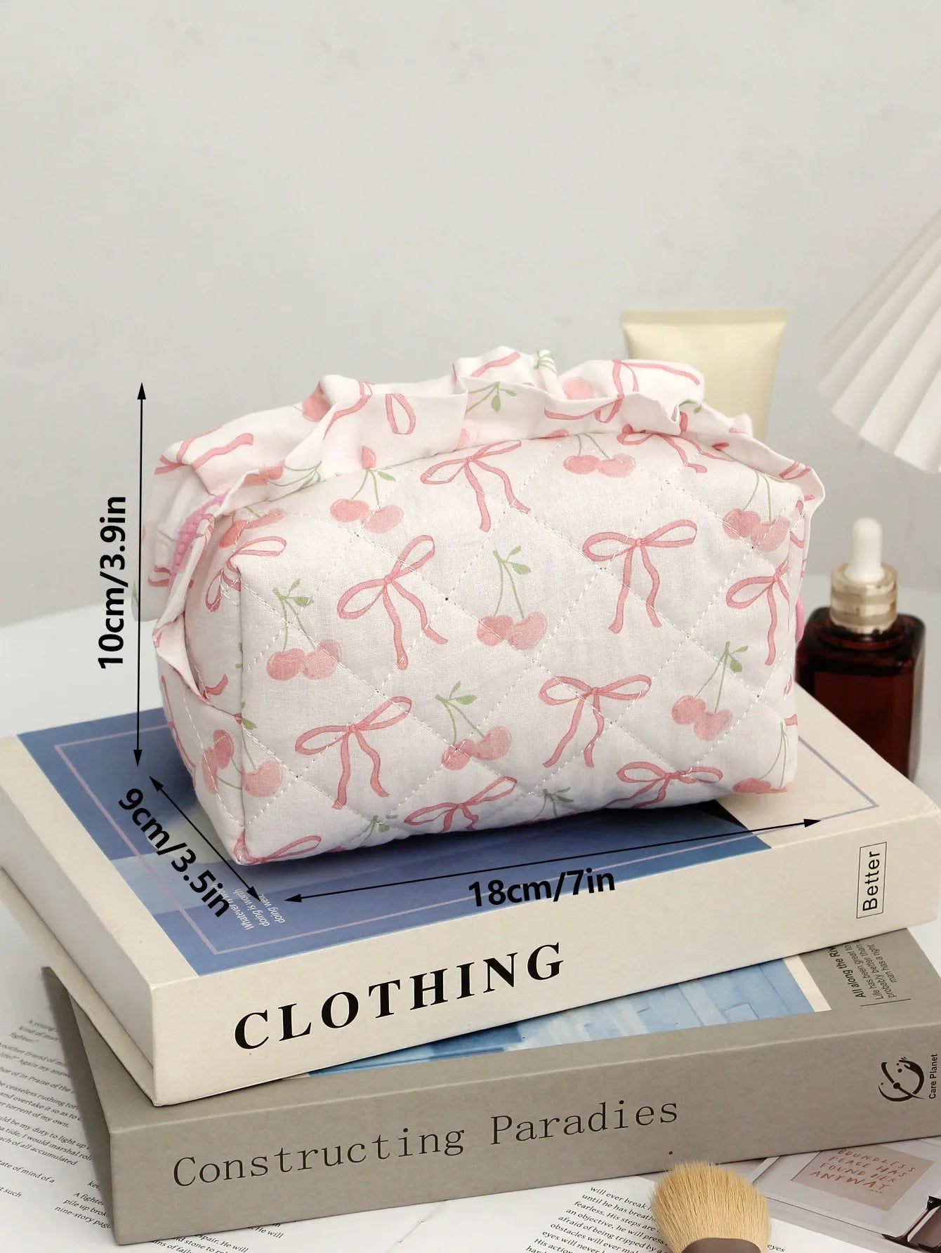 Coquette Floral Quilted Makeup Pouch Set