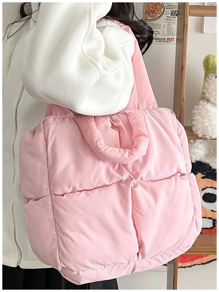 Women’s Retro Quilted Shoulder Bag Soft Tote Handbags