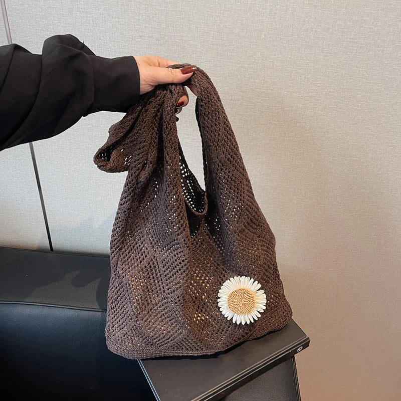 Coquette Crochet Flower Tote Bag