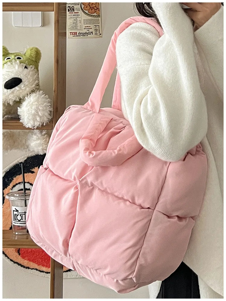 Women’s Retro Quilted Shoulder Bag Soft Tote Handbags