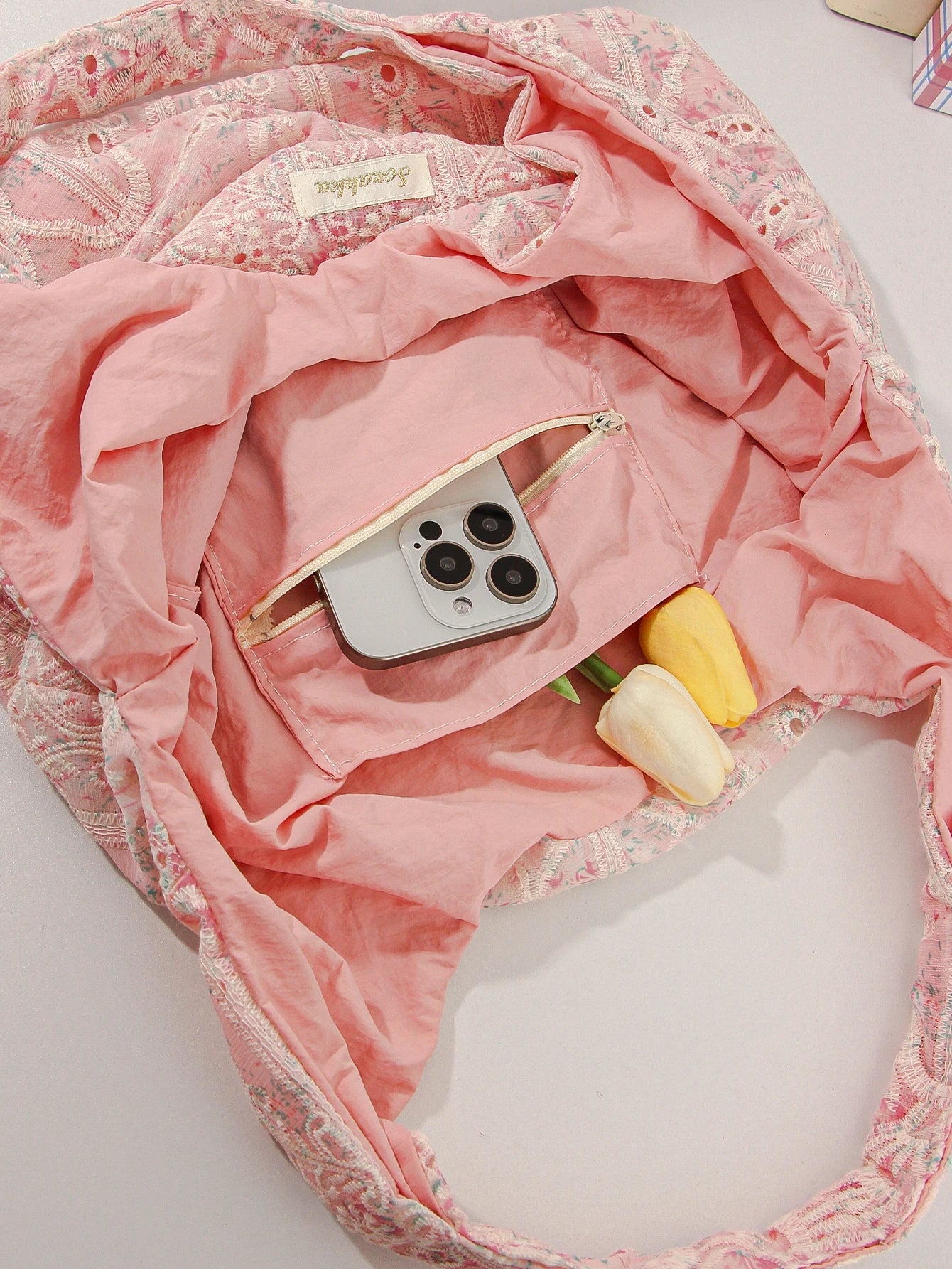 Coquette Pink Lace Flower Handbag