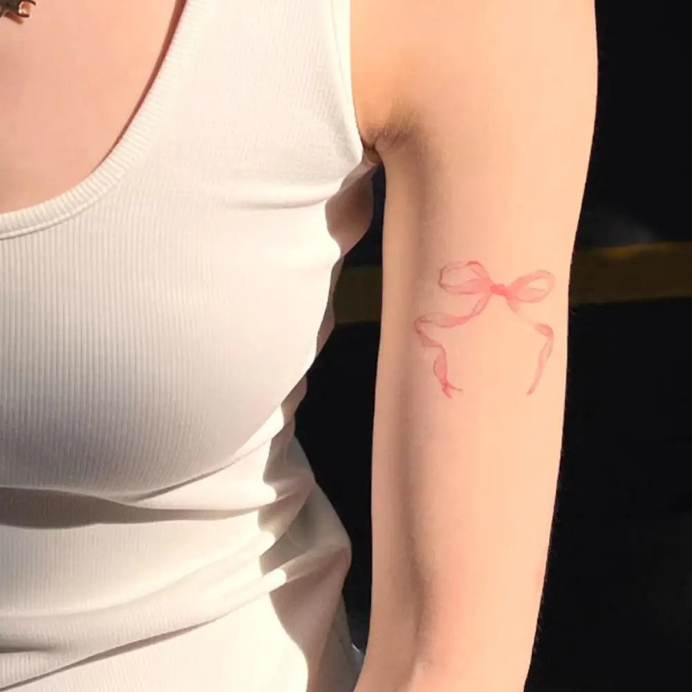 Coquette Pink Bow Temporary Tattoo Sweet Dreamy Waterproof Body Sticker