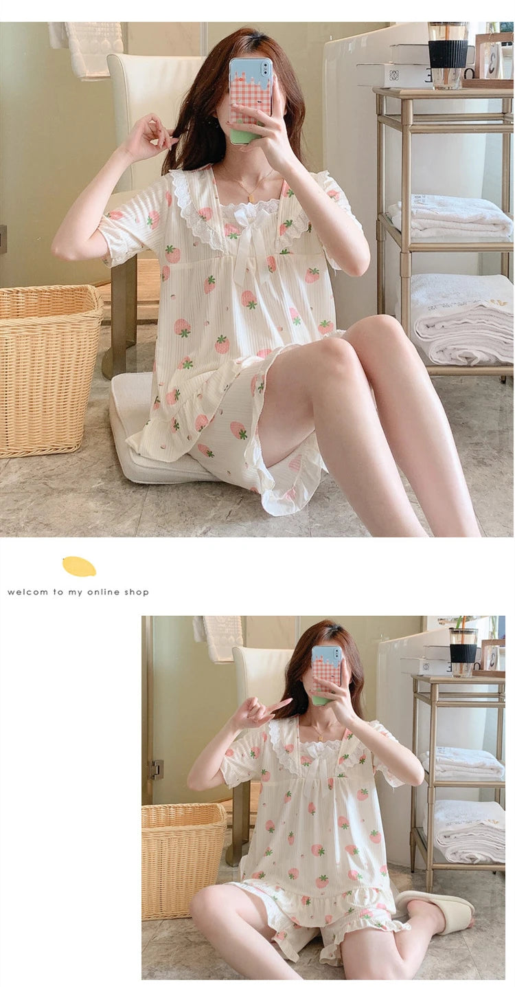Coquette Charming Strawberry Print Loungewear Set