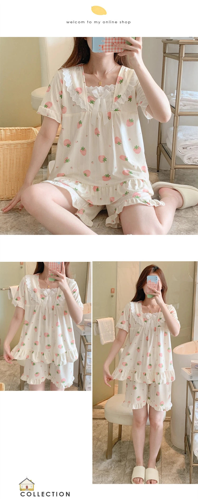 Coquette Charming Strawberry Print Loungewear Set