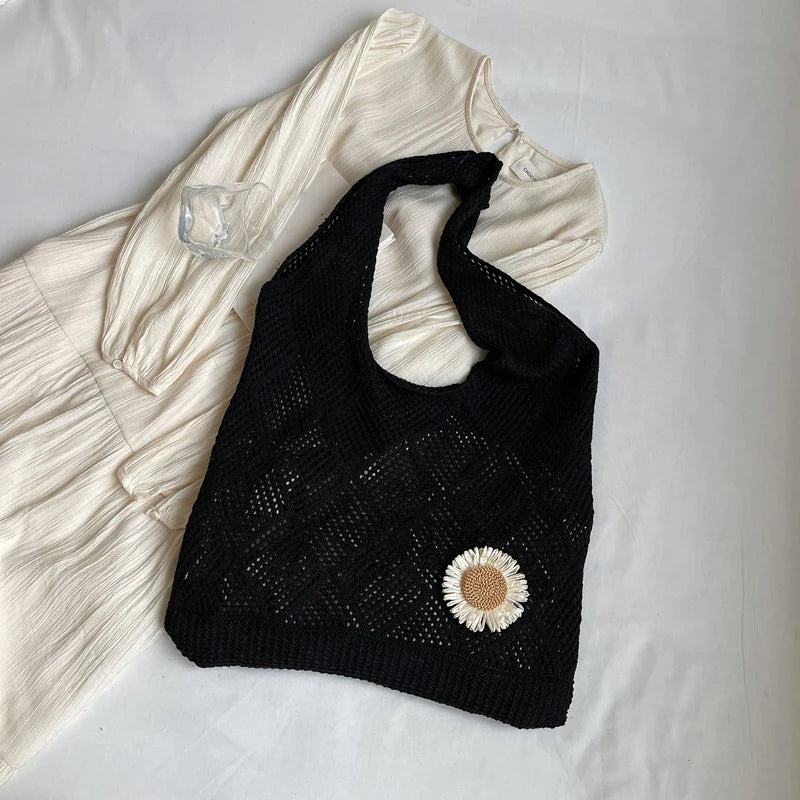 Coquette Crochet Flower Tote Bag