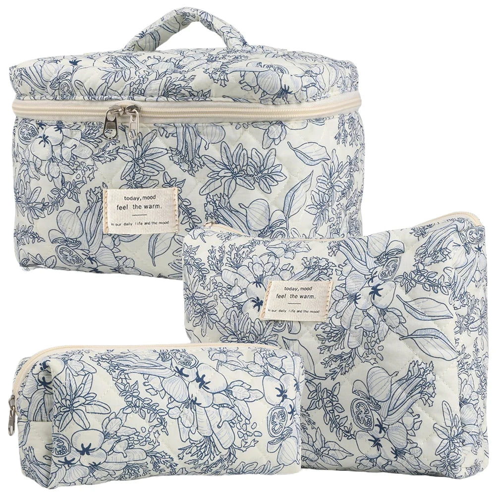 Coquette Floral Serenity Makeup Bag Trio