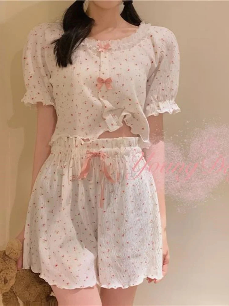 Coquette Floral Bow Short Pajama Set