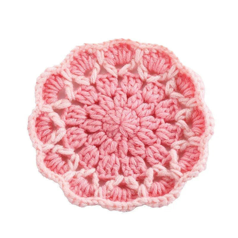 Coquette Pink Flower Knitted Coasters