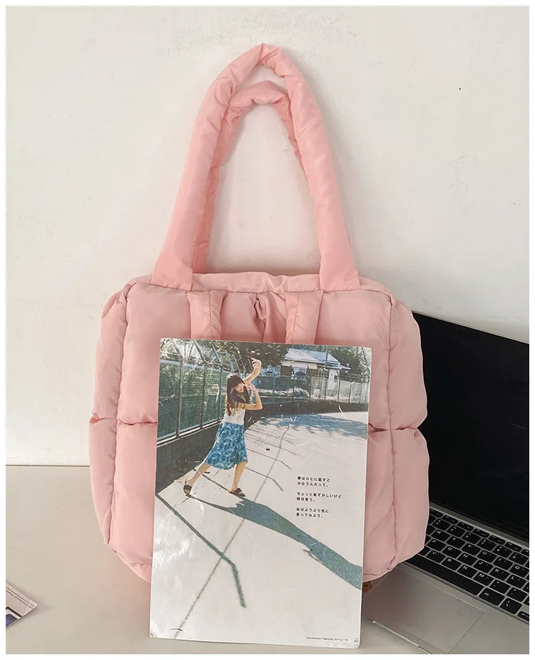 Women’s Retro Quilted Shoulder Bag Soft Tote Handbags