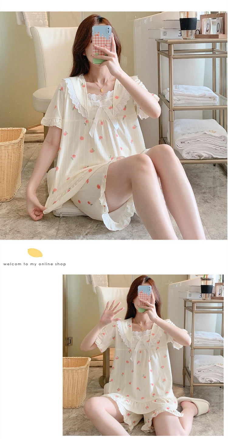 Coquette Charming Strawberry Print Loungewear Set