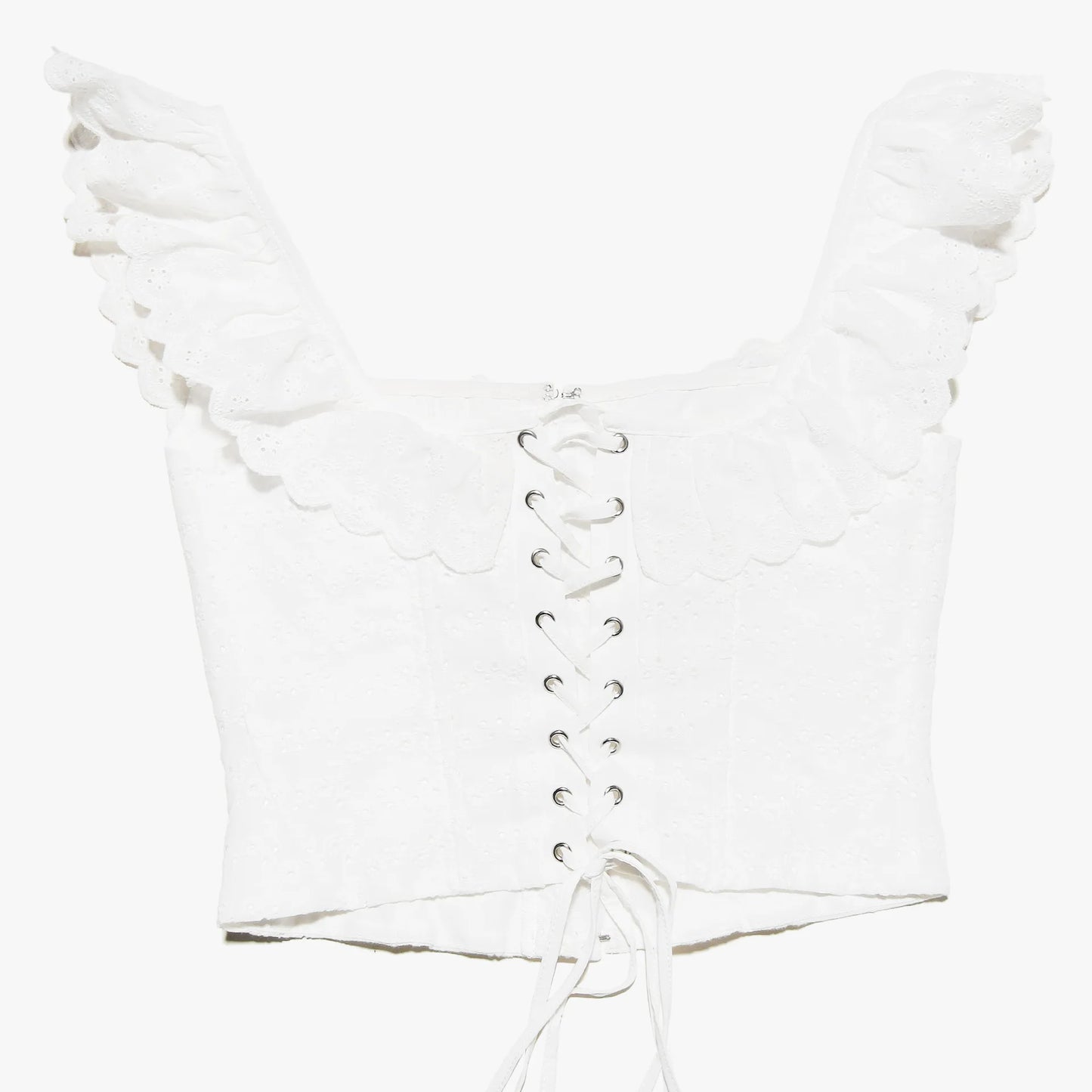 Belle Fleur White Ruffle Corset Crop Top