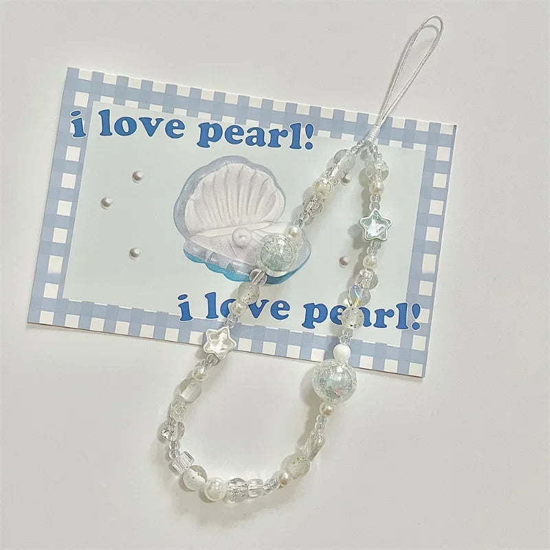 Coquette Celestial Blue Star Beaded Phone Strap