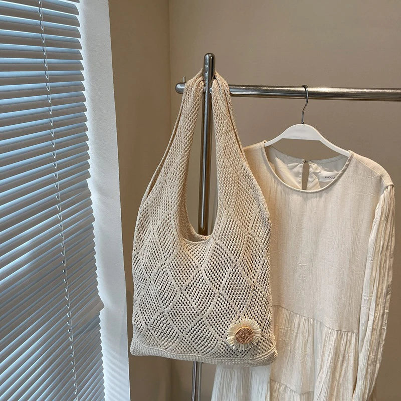 Coquette Crochet Flower Tote Bag