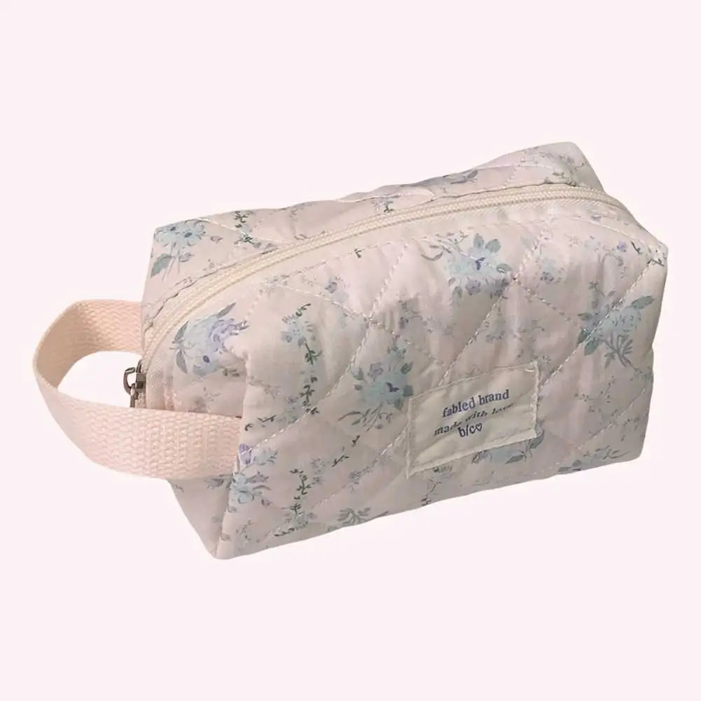 Coquette Bloom Girl Floral Quilted Makeup Bag