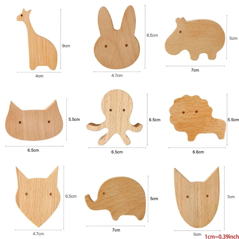 Cute Animal Wooden Hooks for Room Decor