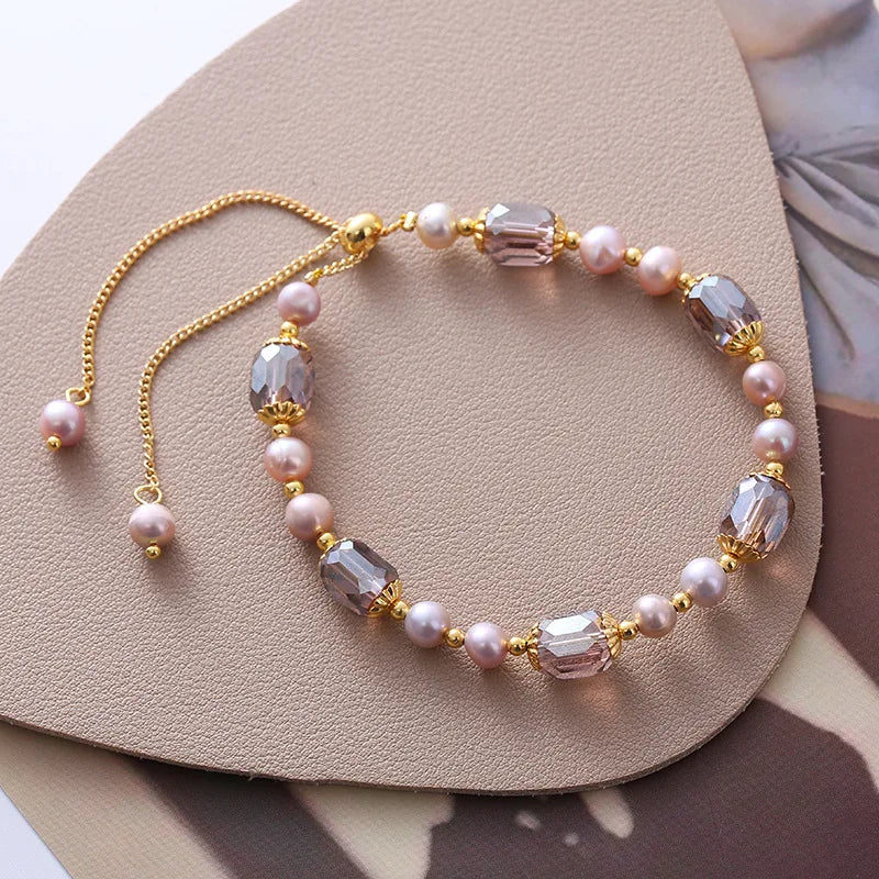 Coquette Elegant Pearl & Crystal Adjustable Bracelet