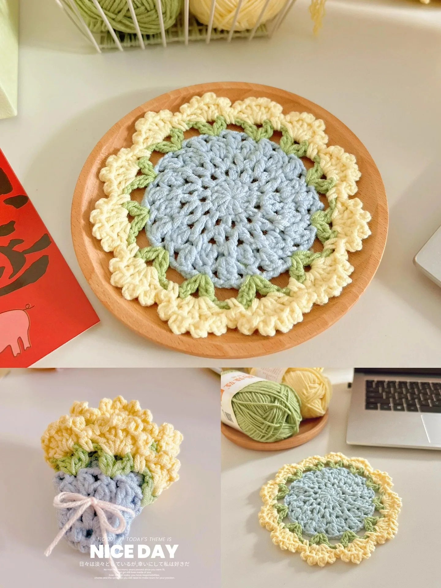 Coquette Handwoven Rose Bouquet Coaster