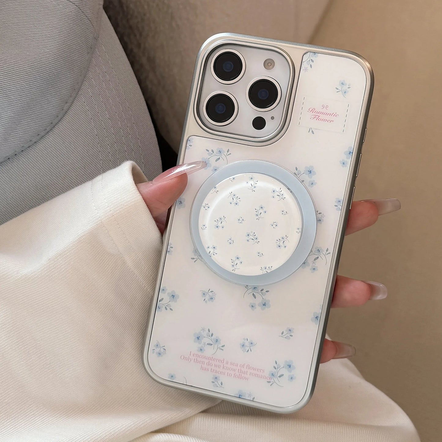 Coquette Serenity Amongst Blue Blossoms Phone Case