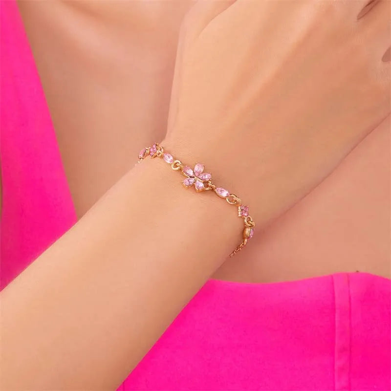 Coquette Luxury Colorful Zircon Flower Bracelet