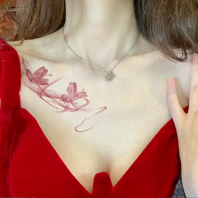 Coquette Romantic Pink Butterfly Temporary Tattoos