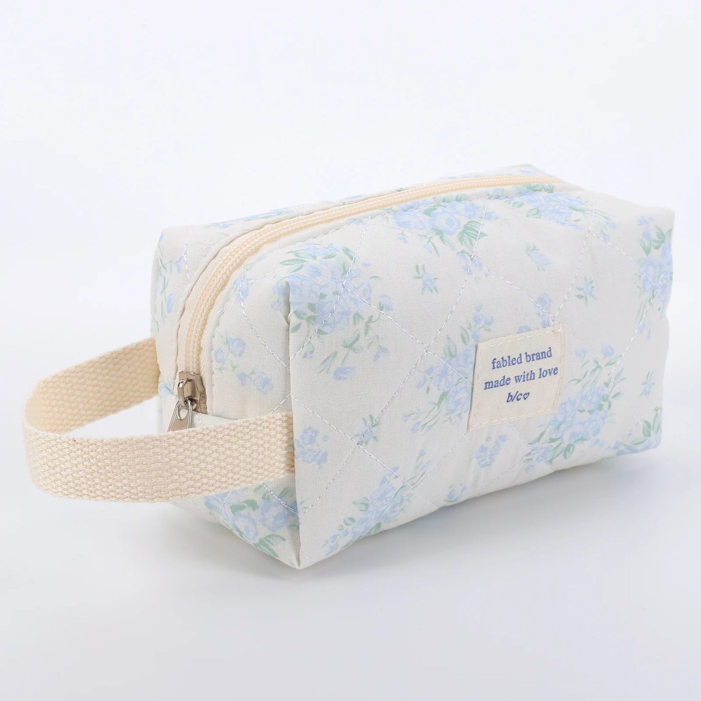 Coquette Bloom Girl Floral Quilted Makeup Bag